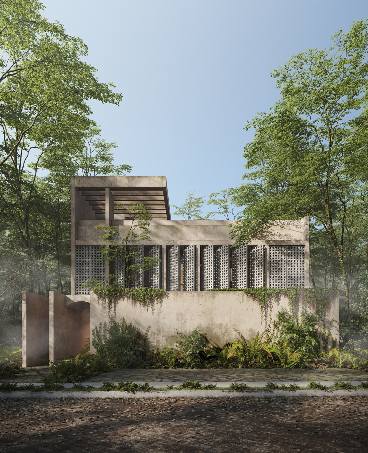 Villa Tikal facade — luxury architecture in Tulum jungle